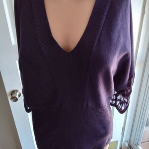 Size L United States Sweaters Purple Short Sleeve Sweater